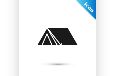 Black Tourist tent icon isolated on white background. Camping symbol.