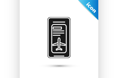 Black Smartphone with electronic boarding pass airline ticket icon iso