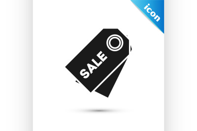 Black Price tag with an inscription Sale icon isolated on white backgr