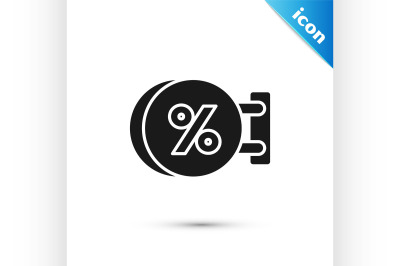 Black Signboard hanging with an inscription discount percent icon isol