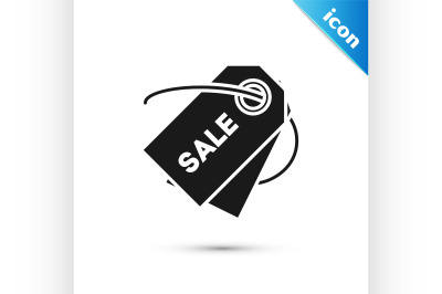 Black Price tag with an inscription Sale icon isolated on white backgr