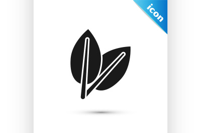 Black Leafs icon isolated on white background. Fresh natural product s