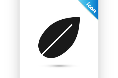 Black Leaf icon isolated on white background. Fresh natural product sy