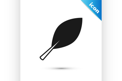 Black Leaf icon isolated on white background. Fresh natural product sy