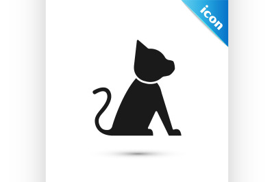 Black Cat icon isolated on white background.  Vector Illustration