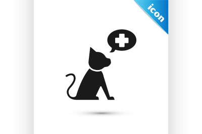 Black Veterinary clinic symbol icon isolated on white background. Cros