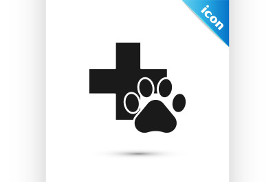 Black Veterinary clinic symbol icon isolated on white background. Cros