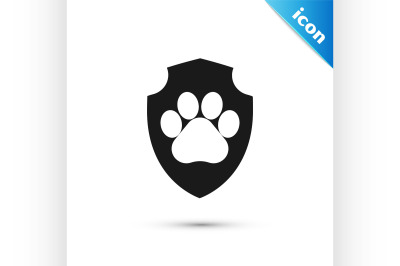 Black Animal health insurance icon isolated on white background. Pet p