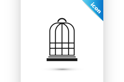 Black Cage for birds icon isolated on white background.  Vector Illust