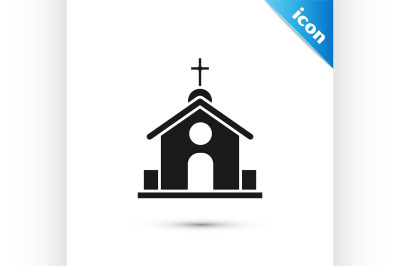 Black Church building icon isolated on white background. Christian Chu