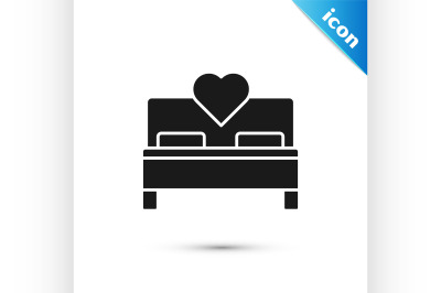 Black Bedroom icon isolated on white background. Wedding&2C; love&2C; marria