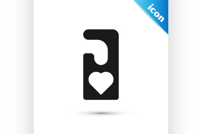 Black Please do not disturb with heart icon isolated on white backgrou