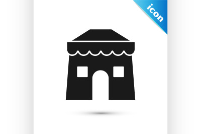 Black Circus tent icon isolated on white background. Carnival camping