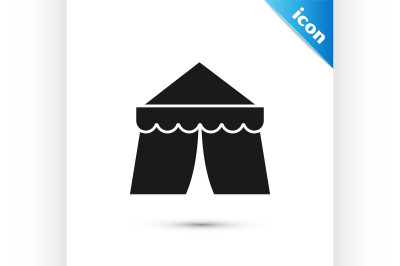 Black Circus tent icon isolated on white background. Carnival camping