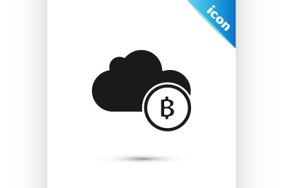 Black Cryptocurrency cloud mining icon isolated on white background. B