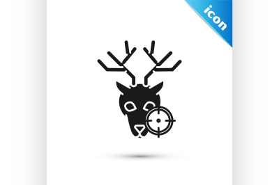 Black Hunt on deer with crosshairs icon isolated on white background.