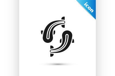 Black Fish icon isolated on white background.  Vector Illustration