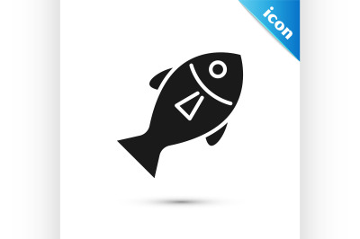 Black Fish icon isolated on white background.  Vector Illustration