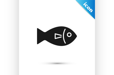 Black Fish icon isolated on white background.  Vector Illustration