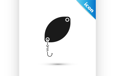 Black Fishing spoon icon isolated on white background. Fishing baits i