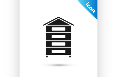 Black Hive for bees icon isolated on white background. Beehive symbol.