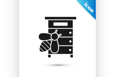 Black Hive for bees icon isolated on white background. Beehive symbol.