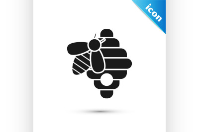 Black Hive for bees icon isolated on white background. Beehive symbol.