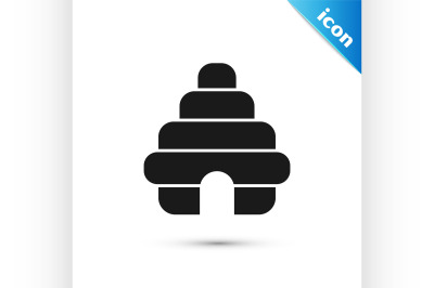 Black Hive for bees icon isolated on white background. Beehive symbol.