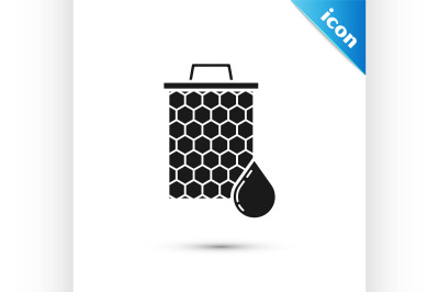 Black Honeycomb icon isolated on white background. Honey cells symbol.