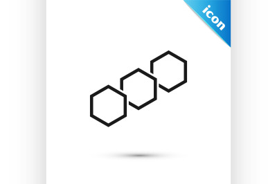 Black Honeycomb icon isolated on white background. Honey cells symbol.