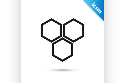 Black Honeycomb icon isolated on white background. Honey cells symbol.