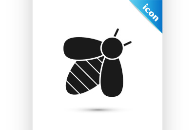 Black Bee icon isolated on white background. Sweet natural food. Honey