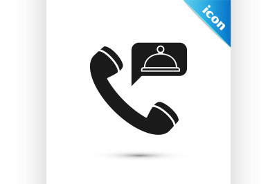Black Food ordering icon isolated on white background. Order by mobile