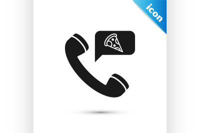 Black Food ordering pizza icon isolated on white background. Order by