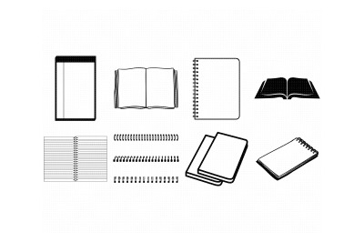 open blank book, note pad, writing pad, notebook spine svg, dxf, png