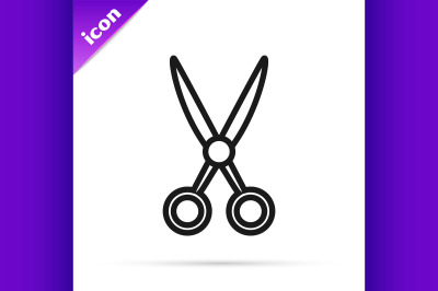 Black line Scissors hairdresser icon isolated on white background. Hai