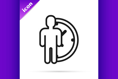Black line Time Management icon isolated on white background. Clock an
