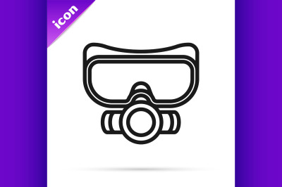 Black line Diving mask icon isolated on white background. Extreme spor