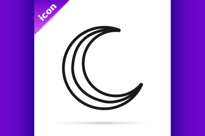 Black line Moon and stars icon isolated on white background.  Vector I