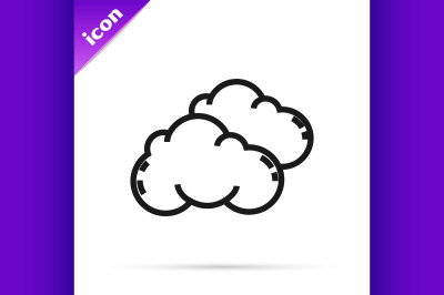 Black line Cloud icon isolated on white background.  Vector Illustrati