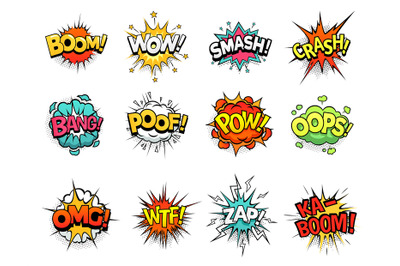 Cartoon comic sign burst clouds. Speech bubble&2C; boom sign expression a