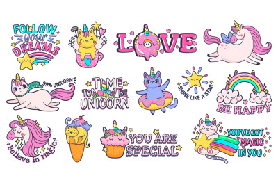 Cute slogan patches. Time to be unicorn&2C; shine like star and follow yo