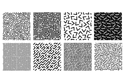 Seamless geometric pattern. Striped labyrinth, 80s style texture and a