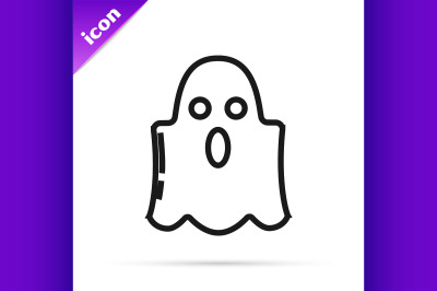 Black line Ghost icon isolated on white background. Happy Halloween pa