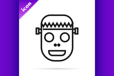 Black line Zombie mask icon isolated on white background. Happy Hallow