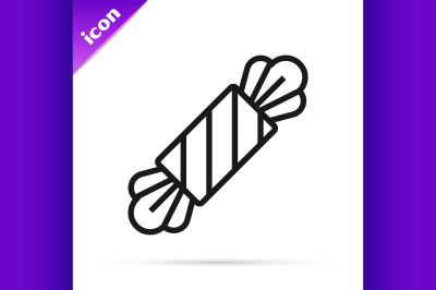 Black line Candy icon isolated on white background. Happy Halloween pa