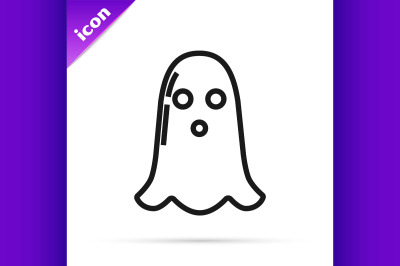 Black line Ghost icon isolated on white background. Happy Halloween pa