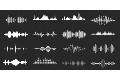 Sound waves. Playing song visualisation, radio frequency lines and sou