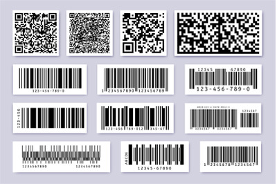 Barcode labels. Product label bar sticker, barcodes badges and industr