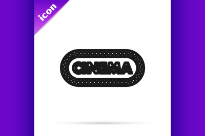 Black line Cinema poster design template icon isolated on white backgr